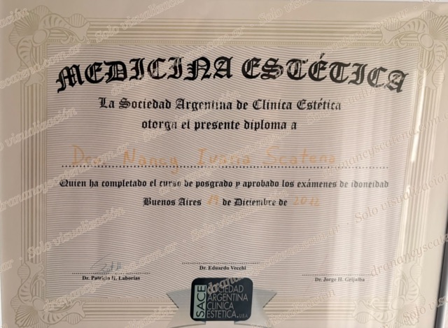 Certificado: Diploma en Medicina Estética — SACE, 2012